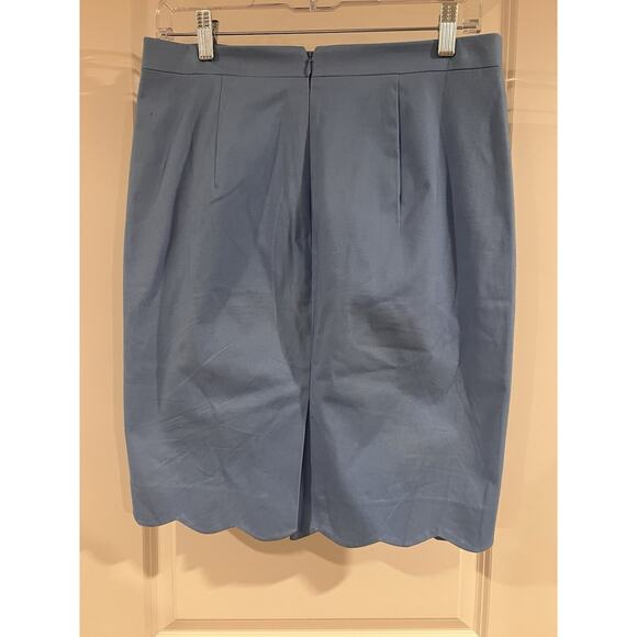 J. Crew Light Blue Scalloped Hem Pencil Skirt size 4 - Picture 2 of 3